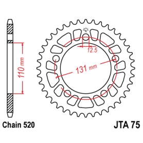 (A7544) Corona JT 75 de aluminio con 44 dientes