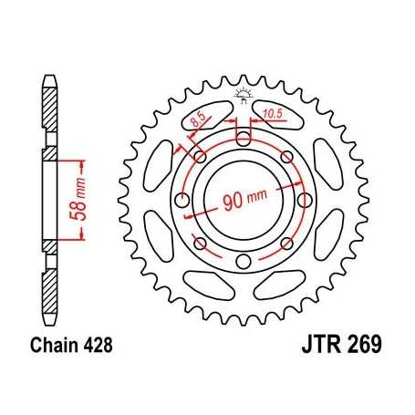 (R26936) Corona JT 269 de acero con 36 dientes